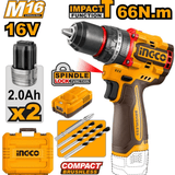 Ingco Drills Ingco 16V Brushless Cordless Impact Drill 13mm with 2 x 2.0Ah Batteries & Charger - CIDLI166062