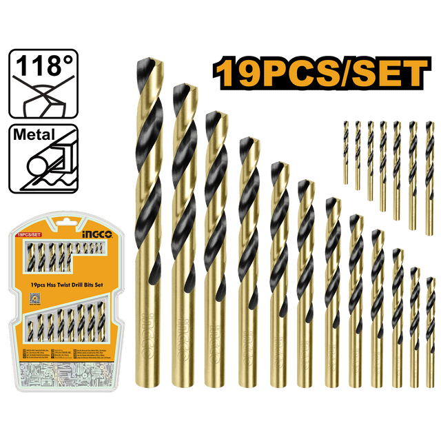 Ingco Drill Bits Ingco 19 Pieces HSS Twist Drill Bits Set - AKDB9190