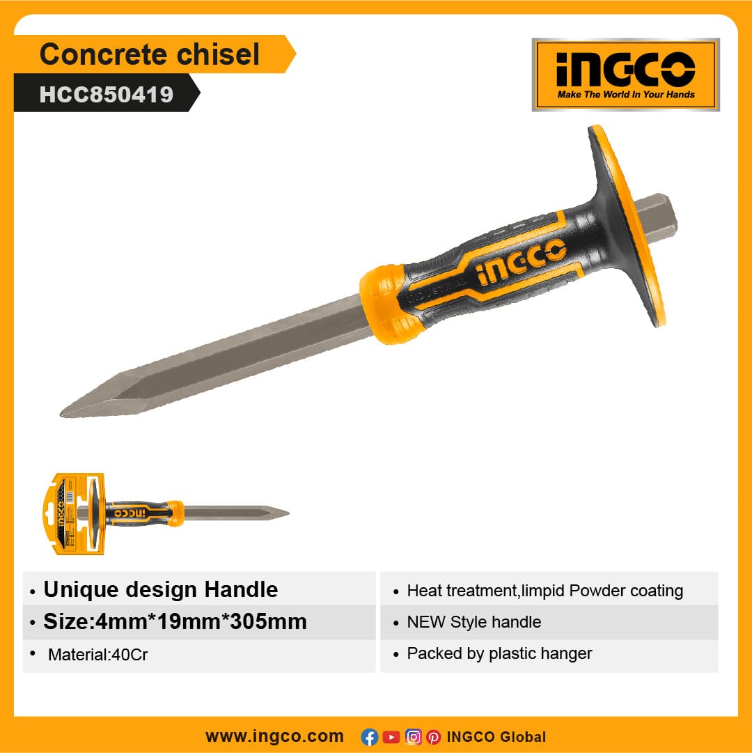 Ingco Chisels Files Planes & Punches Ingco 19mm Concrete Chisel - HCC850419