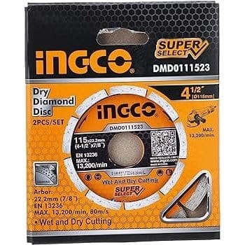 Ingco Grinding & Cutting Wheels Ingco 2-Pieces 4.5"/115mm Wet & Dry Diamond Disc - DMD0111523