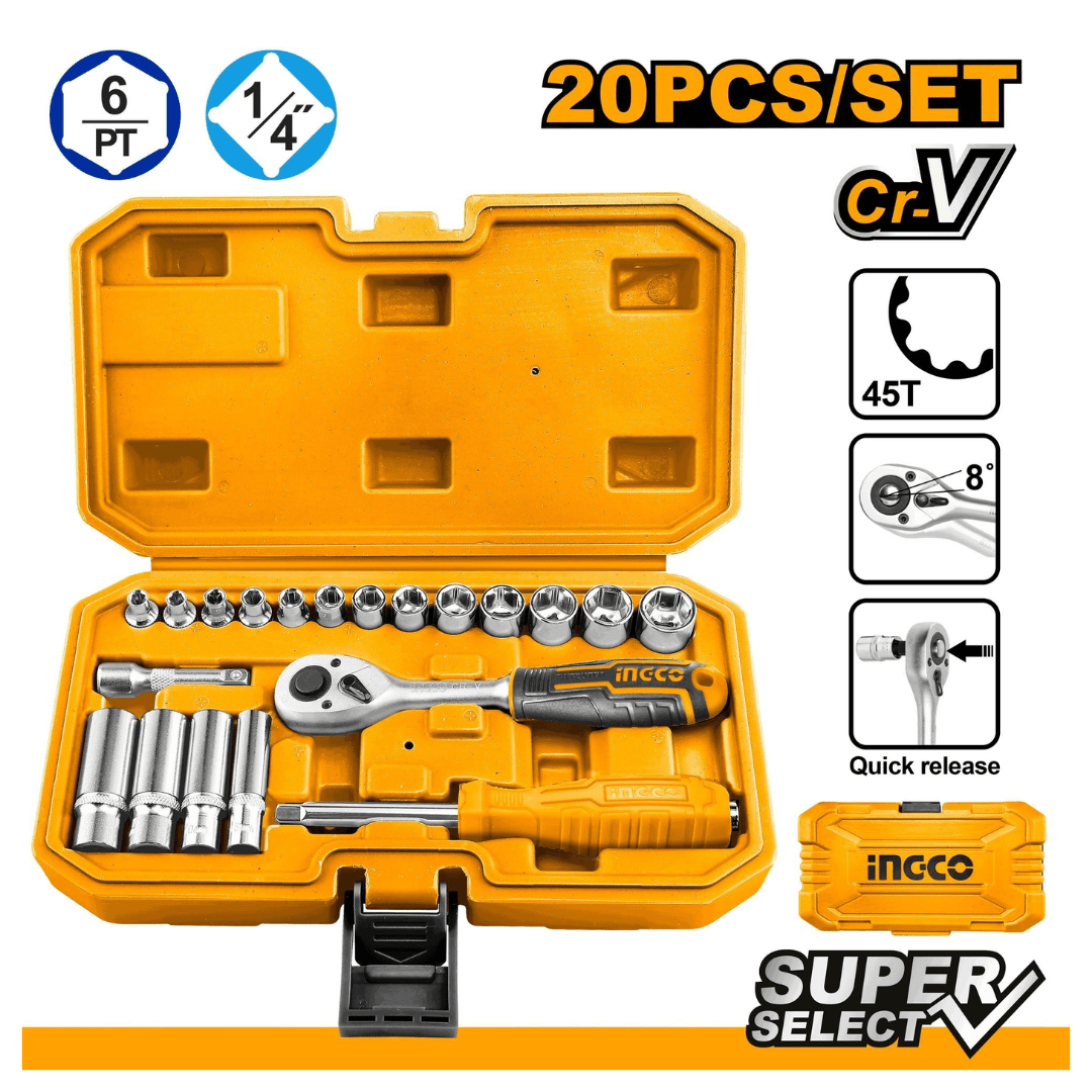 Ingco Wrenches Ingco 20 Pieces 1/4" Socket Wrench Set - HKTS14201