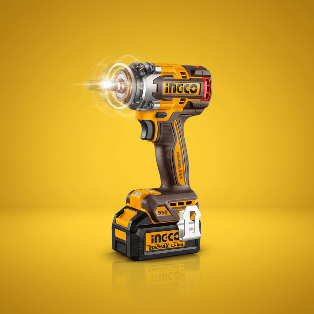 Ingco Impact Wrench & Driver Ingco 20V Brushless 550Nm 1/2" Cordless Impact Wrench Set With Battery And Charger - CIWLI2055