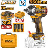 Ingco Impact Wrench & Driver Ingco 20V Brushless 550Nm 1/2" Cordless Impact Wrench Set With Battery And Charger - CIWLI2055
