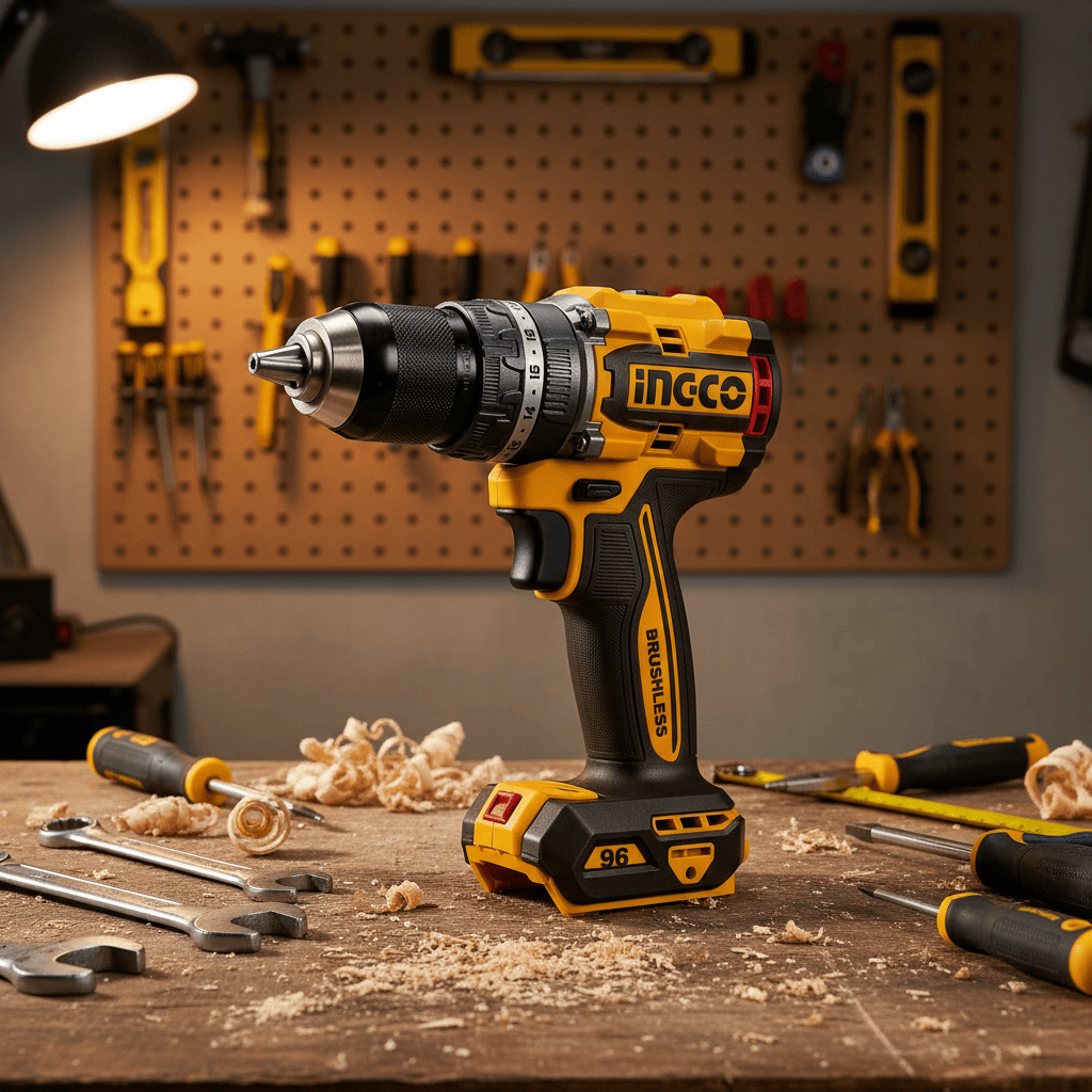 Ingco Tools Ingco 20V Brushless Cordless Impact Drill 96Nm with 2 Batteries, Charger & Drill Bits - CIDLI209686