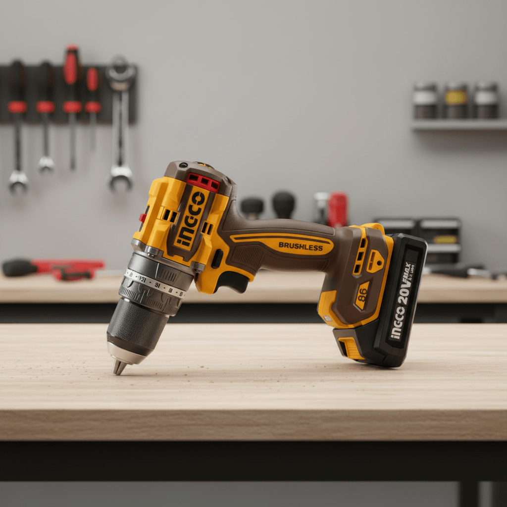 Ingco Drill Ingco 20V Brushless Cordless Impact Drill Kit 86Nm with 2 × 2.0Ah Batteries, Charger & Drill Bits - CIDLI208688