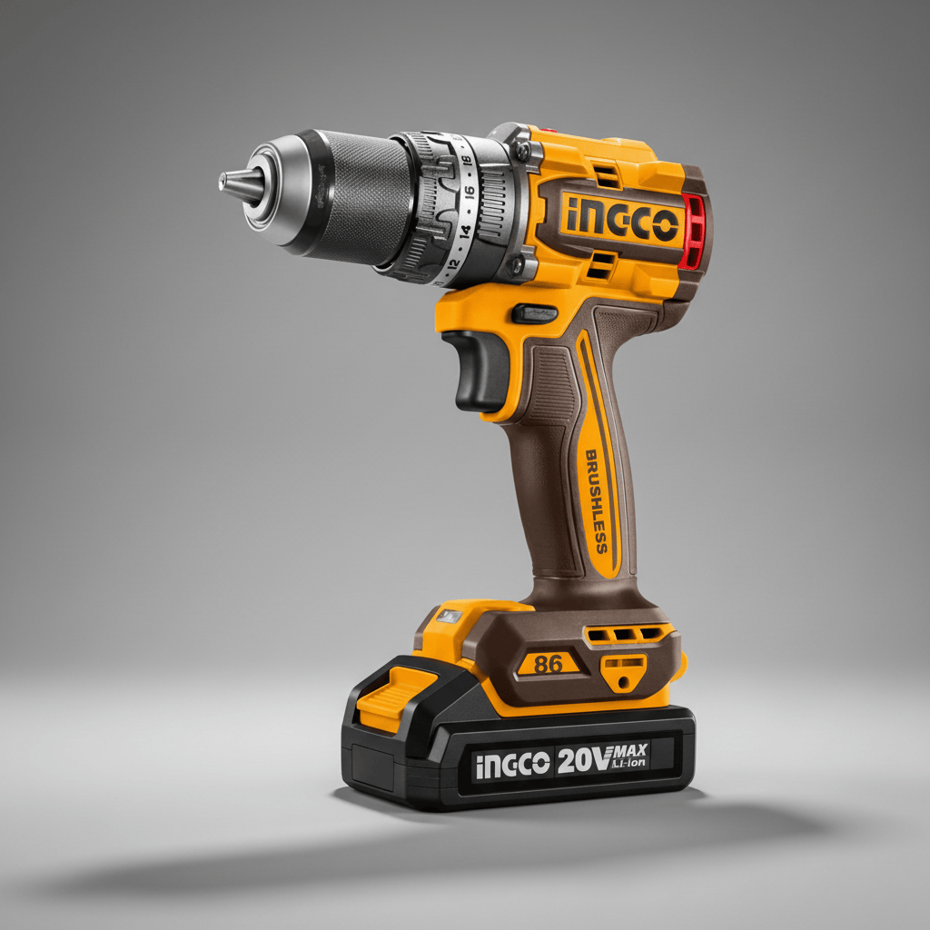 Ingco Drill Ingco 20V Brushless Cordless Impact Drill Kit 86Nm with 2 × 2.0Ah Batteries, Charger & Drill Bits - CIDLI208688