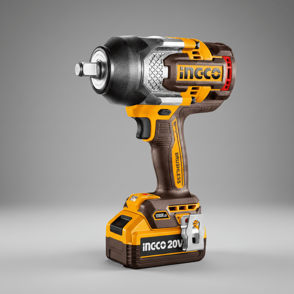 Ingco Impact Wrench & Drivers Ingco 20V Brushless Cordless Impact Wrench Kit 1000Nm with 2 × 5.0Ah Batteries, Charger & 1/2" Drive - CIWLI20100