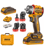 Ingco Drill Ingco 20V Brushless Cordless Multi-Head Drill Driver Kit 66Nm with 2 × 2.0Ah Batteries, Charger & Attachments - CDLI206686