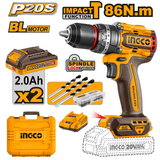Ingco Drill Ingco 20V Brushless Impact Drill 86Nm 30000 bpm With Two 2.0Ah Batteries - CIDLI208687