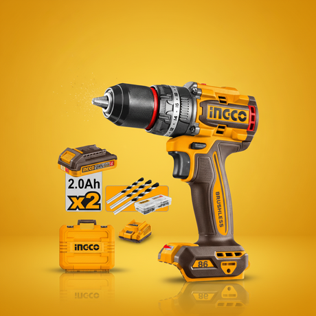 Ingco Drill Ingco 20V Brushless Impact Drill 86Nm 30000 bpm With Two 2.0Ah Batteries - CIDLI208687