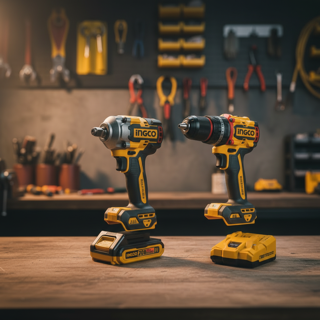 Ingco Tools Ingco 20V Brushless Impact Drill + Impact Wrench Cordless 2-Piece Combo Kit - CKLI20286