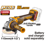 Ingco Grinder Ingco 20V Cordless Angle Grinder 1200w Without Battery And Charger  – CAGLI212025
