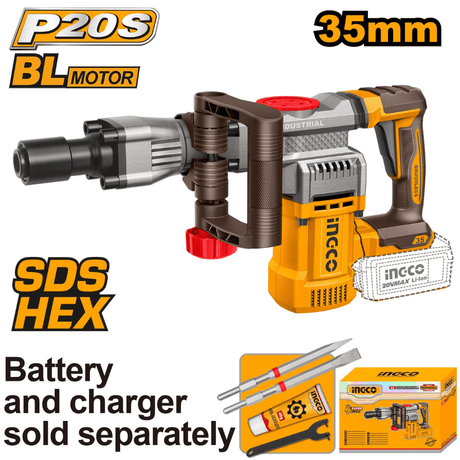 Ingco Demolition Hammer Ingco 20V Cordless Demolition Breaker 35mm Without Battery & Charger - CDBLI20358