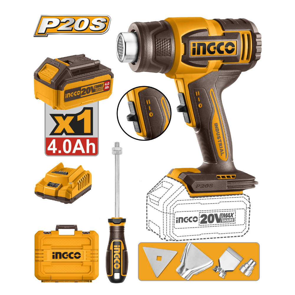 Ingco Heat Gun Ingco 20V Cordless Heat Gun - HGLI20065