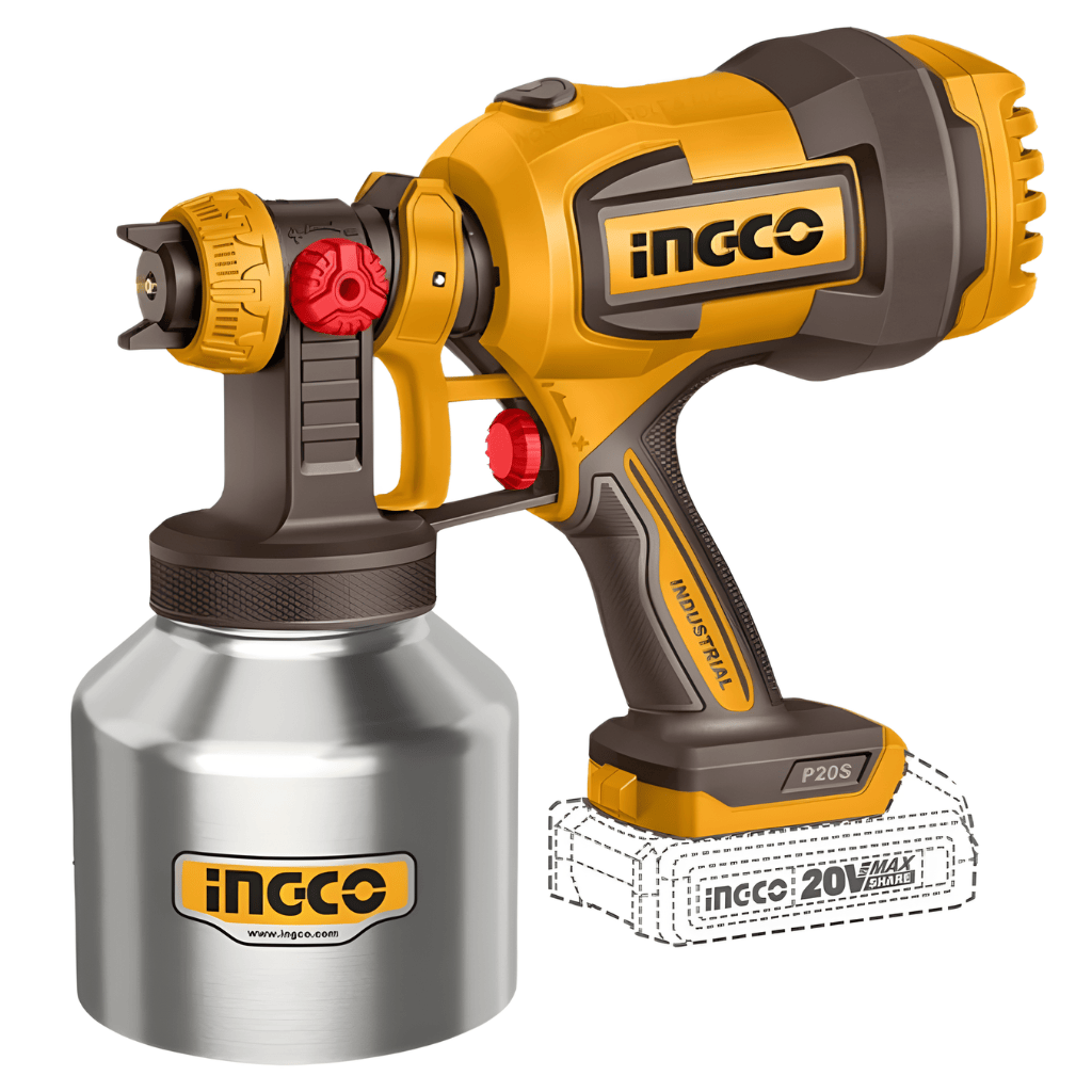 Ingco Spray Gun Ingco 20V Cordless Spray Gun Without Battery & Charger - CSGLI20041