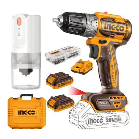 Ingco Power Tool Combo Kit Ingco 20V Lithium-Ion Brushless Cordless Drill & Coffee Grinder Combo Kit – COSLI240315