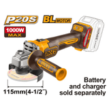 Ingco Grinder Ingco 20V Lithium-Ion Cordless Angle Grinder with Brushless Motor - CAGLI27153