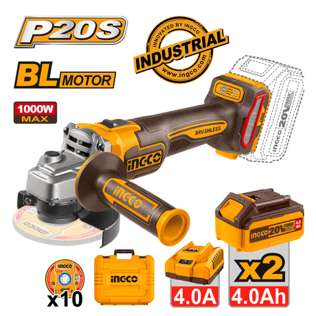 Ingco Grinder Ingco 20V Lithium-Ion Cordless Angle Grinder with Brushless Motor - CAGLI271532