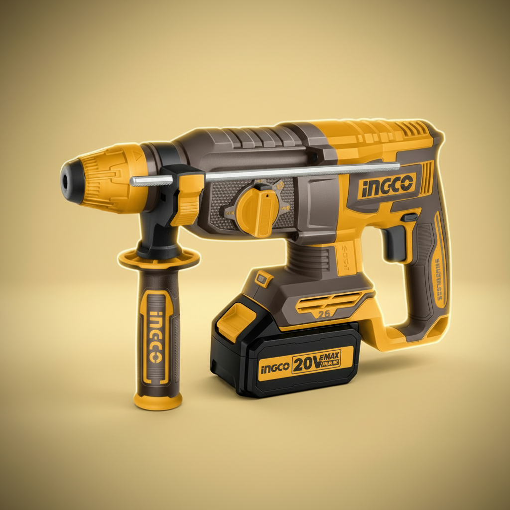 Ingco Drill Ingco 20V Lithium-Ion Cordless Brushless Rotary Hammer With 2x4.0Ah Batteries  - CRHLI202682