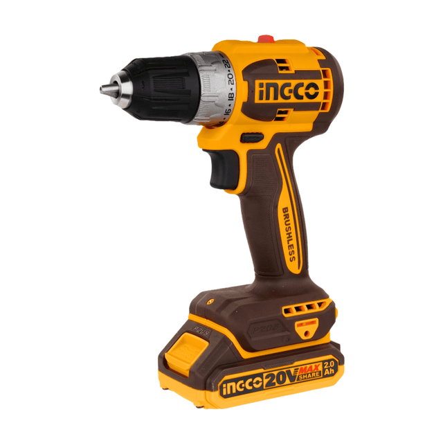 Ingco Drill Ingco 20V Lithium-Ion Cordless Drill With 2 Pieces 2.0Ah Battery & Charger- CDLI20453