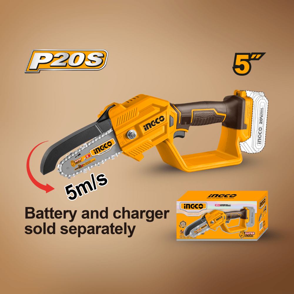 Ingco Pruner Saw Ingco 20V Lithium-Ion Cordless Pruner Saw with 5" Bar – CGSLI2058