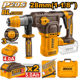 Ingco Drill Ingco 20V Lithium-Ion Cordless Rotary Hammer With 5.0Ah x2 Batteries - CRHLI202862