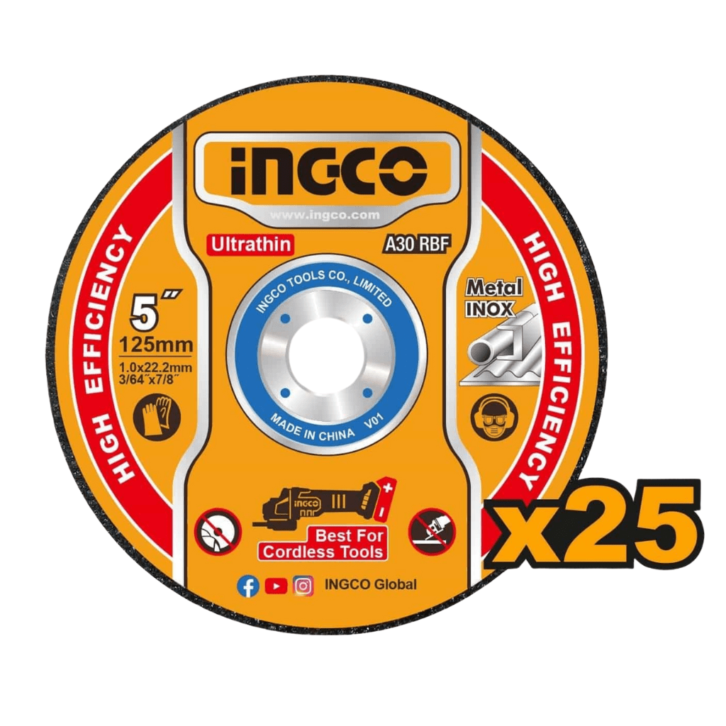 Ingco Grinding & Cutting Wheels Ingco 25-Pieces Ultra-thin Metal Cutting Disc Set 125mm x 1.0mm - MCD1012525