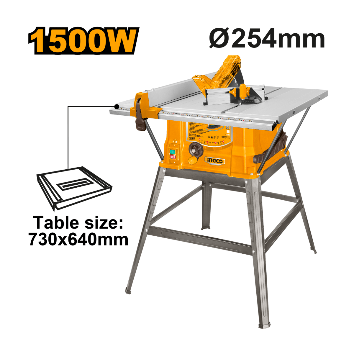 Ingco Bench & Stationary Tool Ingco 254mm Table Saw 1500W 4500rpm - TS150078