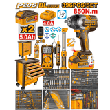 Ingco Impact Wrench & Drivers Ingco 396-Piece Professional Tool Chest Set with 850Nm 20V Brushless Impact Wrench & 7-Drawer Trolley - HTCS283962