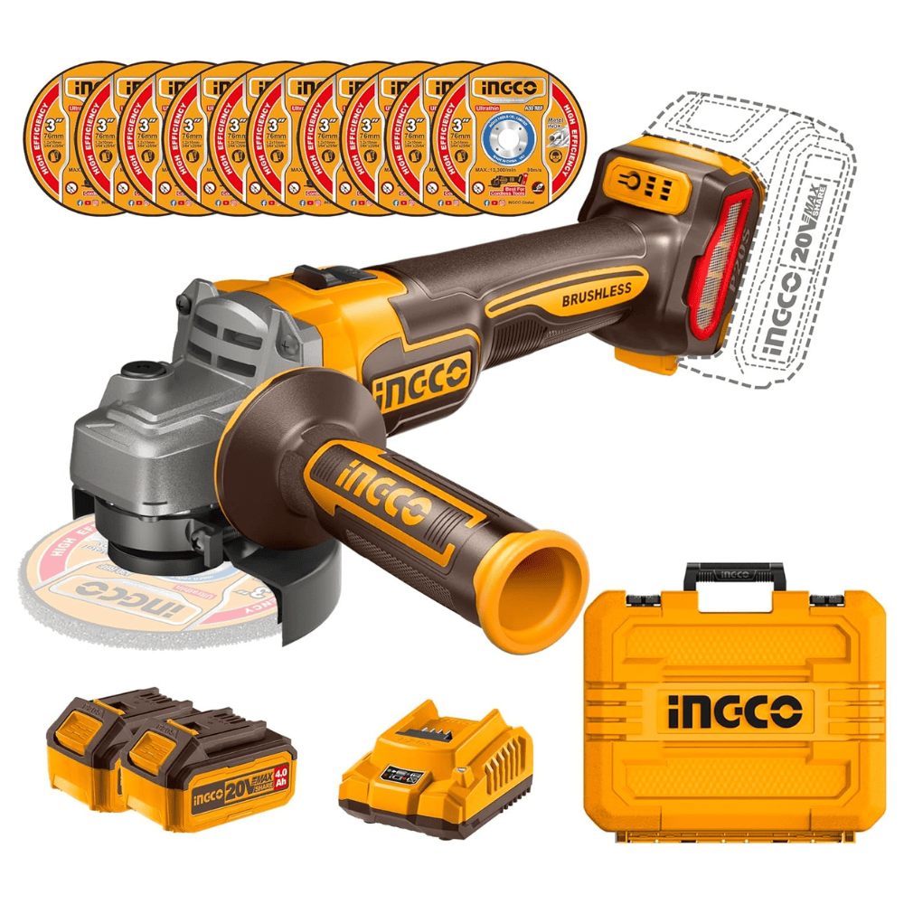 Ingco Grinder Ingco 4-1/2"/115mm Brushless Angle Grinder 1280W With Accessories - CAGLI4128112