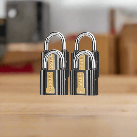 Ingco Padlocks & Accessories Ingco 4-Piece 38mm Iron Padlock Set with Brass Lock Cylinder – DIPLK4382