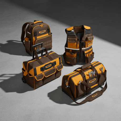 Ingco Tool Boxes Bags & Belts Ingco 4-Piece Professional Tool Bag Set with Tool Vest & Backpack - COS230914