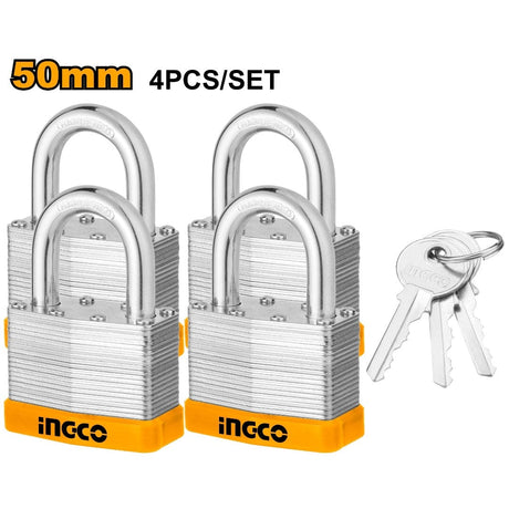 Ingco Padlocks & Accessories Ingco 4 Pieces 50mm Laminated Padlock - DLPK05004