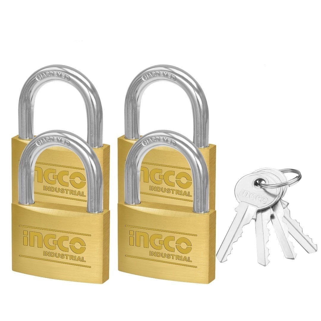 Ingco Padlocks & Accessories Ingco 4-Pieces Brass Padlock Set 40mm - DBPLK4402