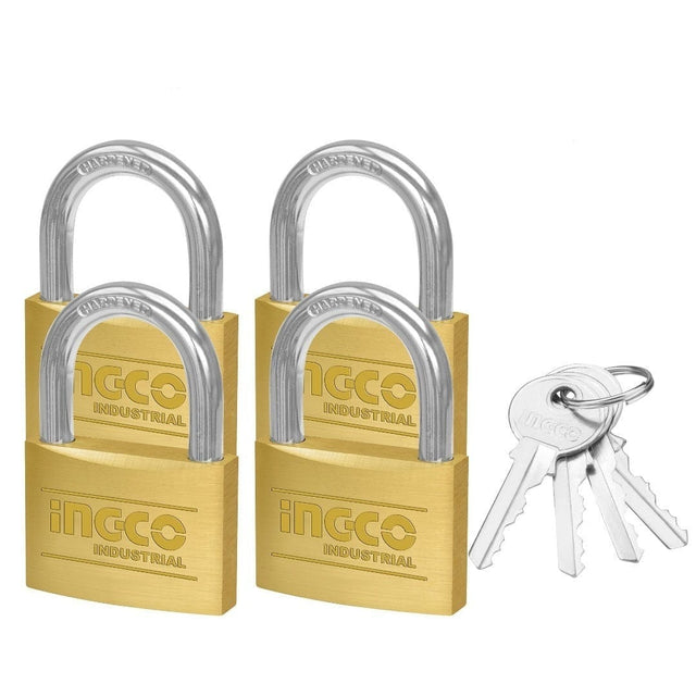 Ingco Padlocks & Accessories Ingco 4-Pieces Brass Padlock Set 40mm - DBPLK4402