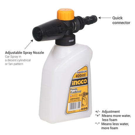 Ingco Cleaning Equipment Accessories Ingco 400ML Lance Bottle Foam Producer For Pressure Washer - AMFP4002