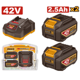 Ingco Batteries & Chargers Ingco 42V 2.5Ah (2x) Lithium-Ion Battery & Charger Kit - FBCPM25221
