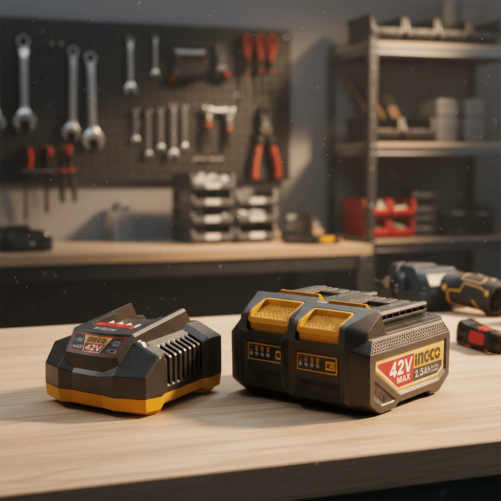 Ingco Batteries & Chargers Ingco 42V 2.5Ah (2x) Lithium-Ion Battery & Charger Kit - FBCPM25221