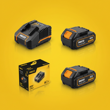 Ingco Batteries & Chargers Ingco 42V Lithium-Ion Battery Charger Kit & 2x 2.0Ah Packs  - FBCPM20221