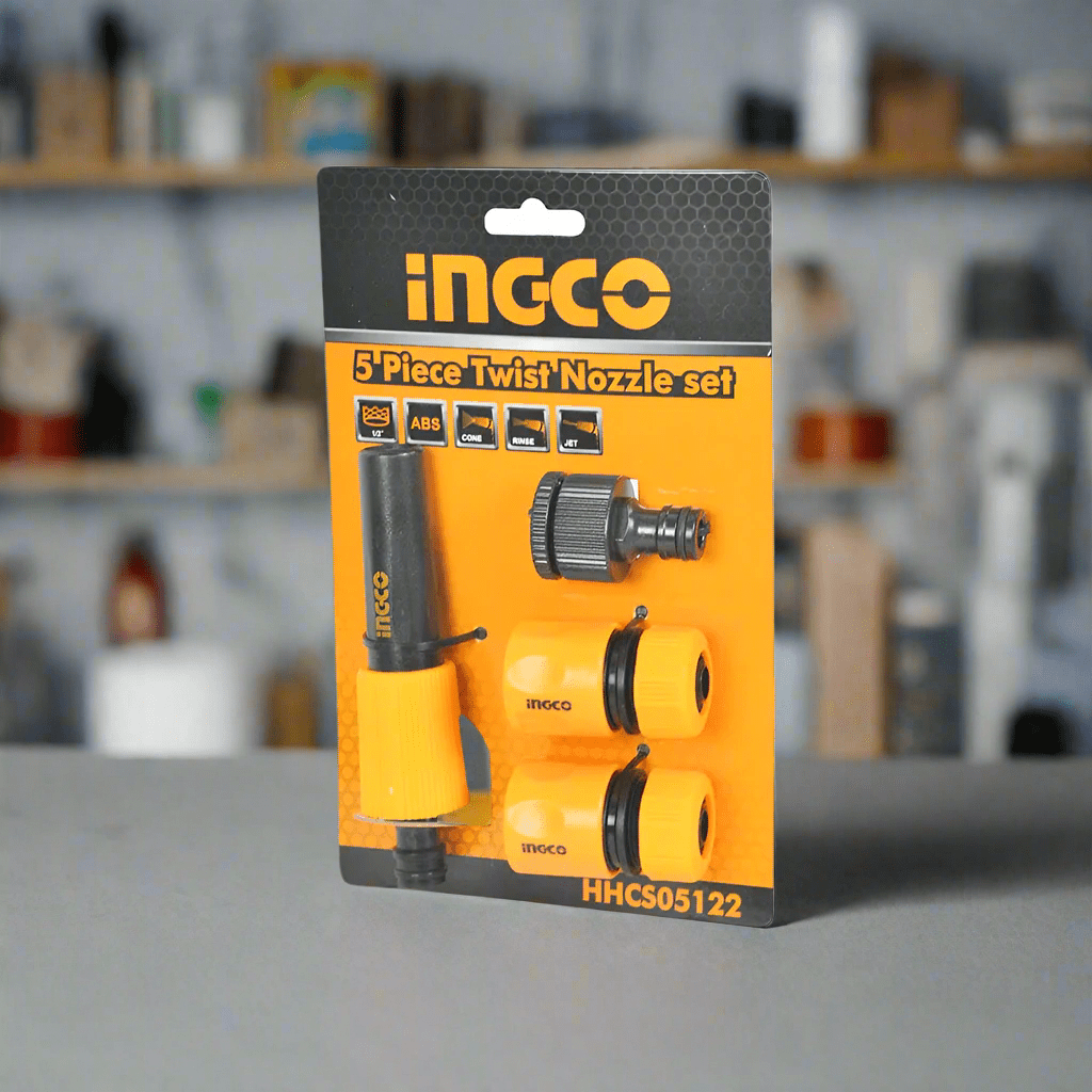 Ingco Gardening Tool Ingco 5-Piece Twist Nozzle Set with Hose Connectors – HHCS05122
