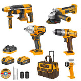 Ingco Power Tool Combo Kit Ingco 5 Pieces Cordless Industrial Combo Kit 20V With 2 Pieces 4.0Ah Battery - CKLI2019