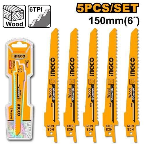 Ingco Saw Blades Ingco 5 Pieces Reciprocating Saw Blade For Wood Set - RSB611D