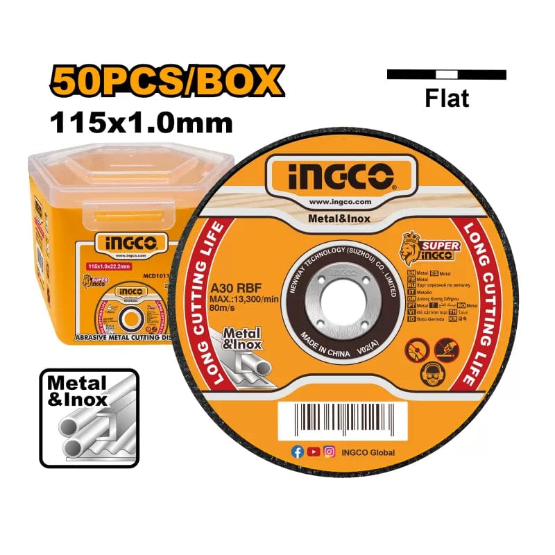 Ingco Grinding & Cutting Wheels Ingco 50 Pieces Abrasive INOX - Metal Cutting Disc 115 x 1.0mm - MCD1011550