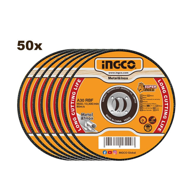 Ingco Grinding & Cutting Wheels Ingco 50 Pieces Abrasive INOX - Metal Cutting Disc 115 x 1.0mm - MCD1011550