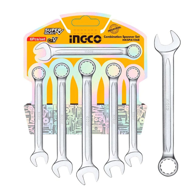 Ingco Wrenches Ingco 6 Pieces Combination Spanner Set 8-17mm - HKSPA1068