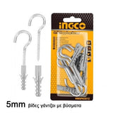 Ingco Fasteners Ingco 6 Pieces Screw Plug Sets With Hook Screw - HWSPK5012