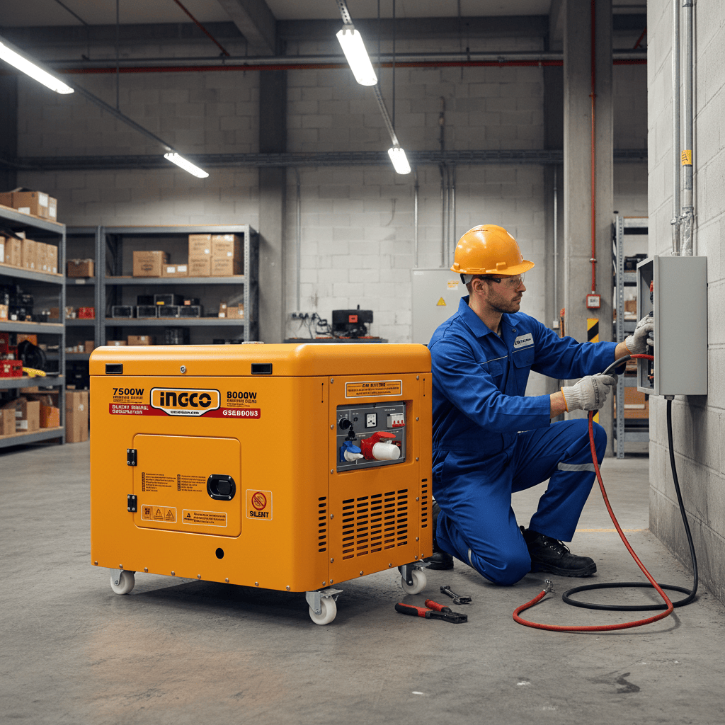 Ingco Generators Ingco 8.0KW Three-Phase Silent Diesel Generator 15HP with Electric Start & 25L Fuel Tank - GSE800032