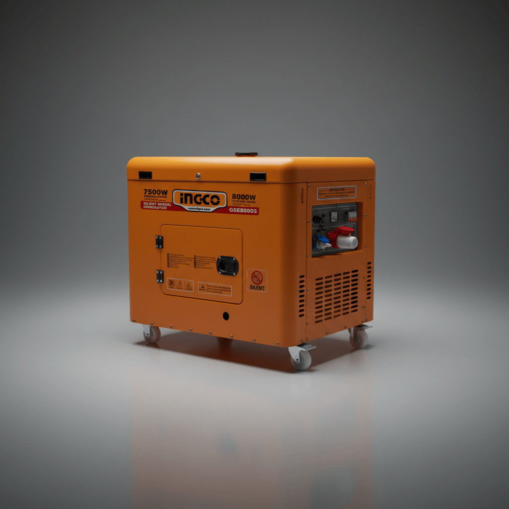 Ingco Generators Ingco 8.0KW Three-Phase Silent Diesel Generator 15HP with Electric Start & 25L Fuel Tank - GSE800032