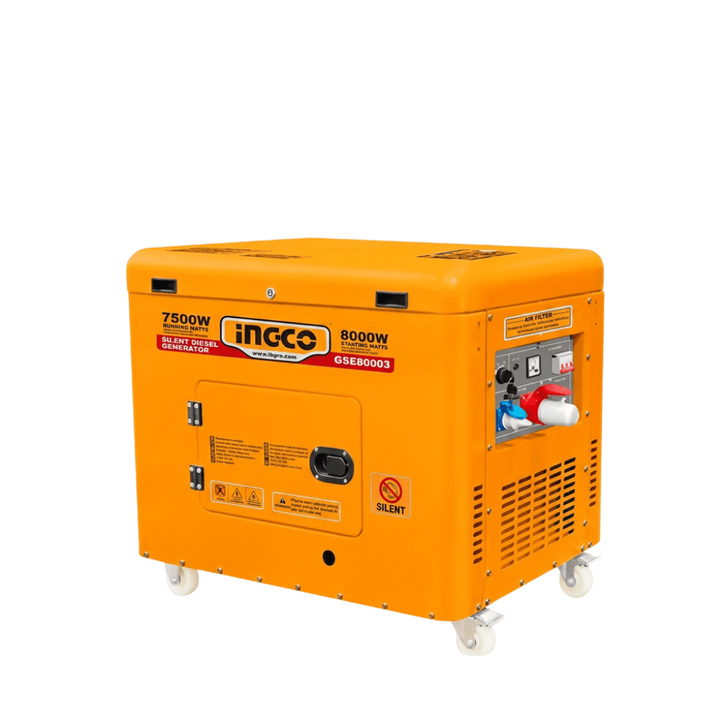 Ingco Generators Ingco 8.0KW Three-Phase Silent Diesel Generator 15HP with Electric Start & 25L Fuel Tank - GSE800032