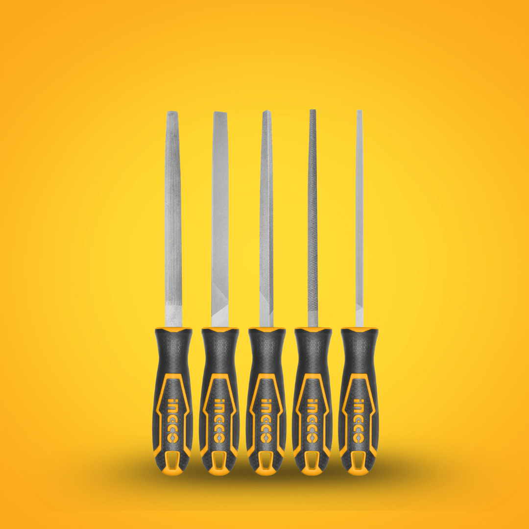 Ingco Chisels Files Planes & Punches Ingco 8" 5-Piece Steel File Set – HKTFS0508